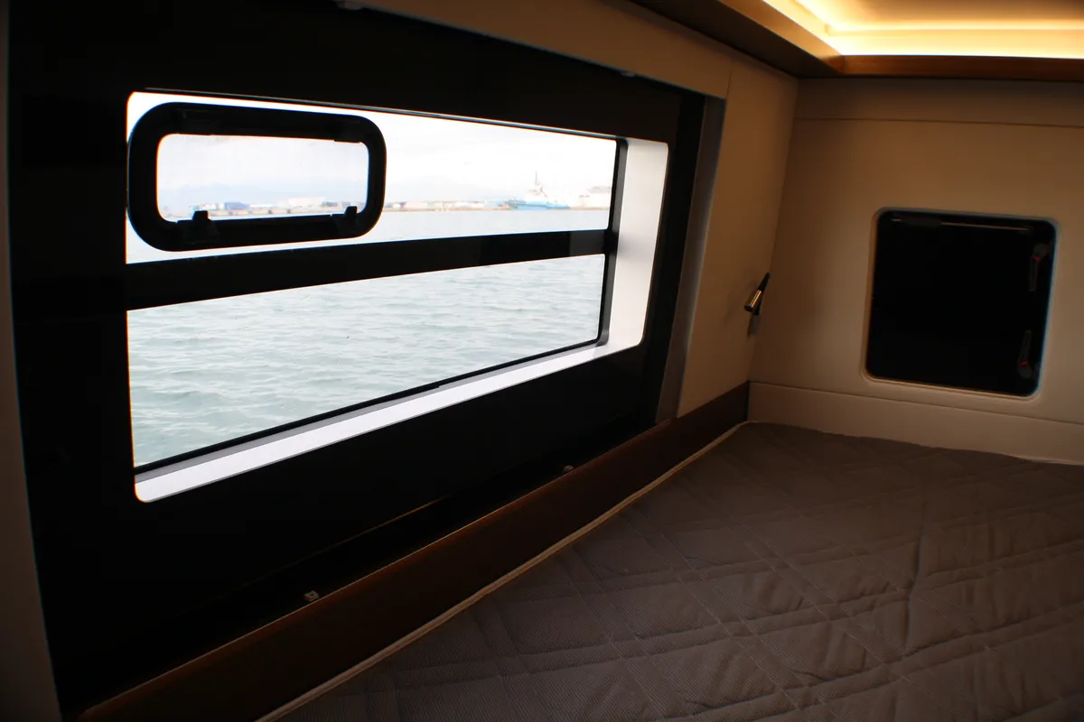 Cabin on Sardinia II, a Nautitech 46 Fly catamaran at Figari/Golfo Aranci, Italy
