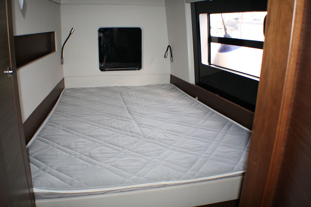 Cabin on Sardinia II, a Nautitech 46 Fly catamaran at Figari/Golfo Aranci, Italy