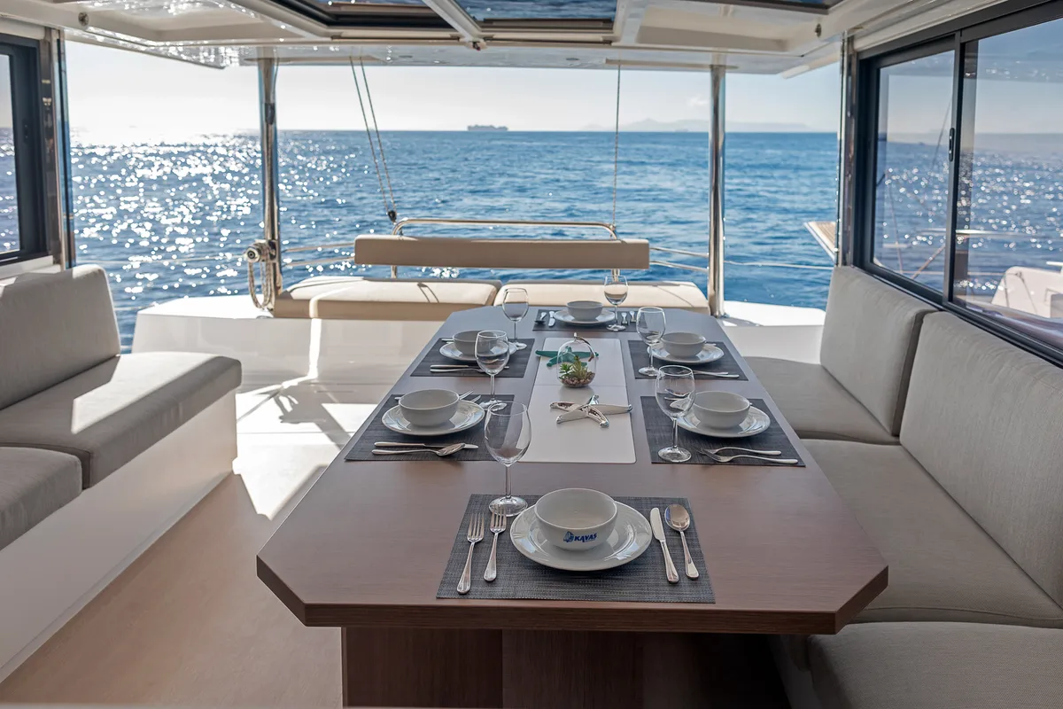 Salon of Kos 46.Cat9, a Bali 4.6 catamaran at Athens, Greece
