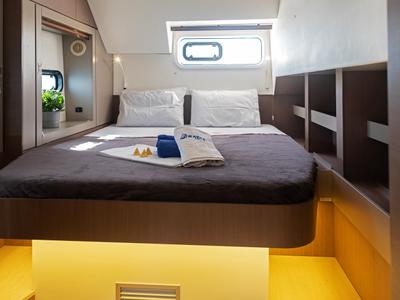 Cabin on Kos 46.Cat9, a Bali 4.6 catamaran at Athens, Greece