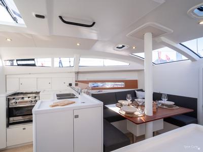 Salon of Kairos, a RM Yachts RM 1080 sailboat at La Rochelle, France