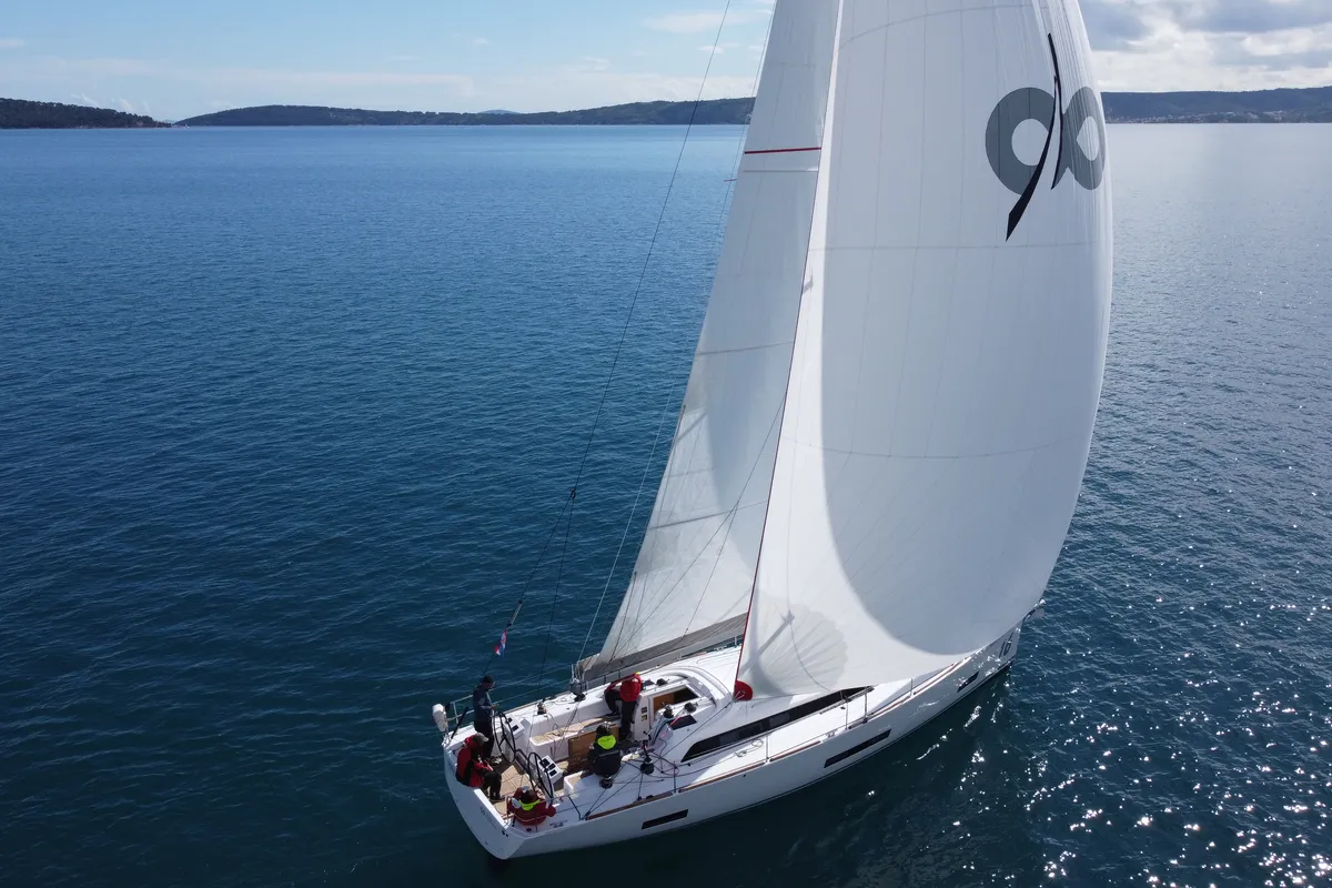 Exterior view of Flora, a AD Boats Salona 46 sailboat at Grad Kaštela, Croatia