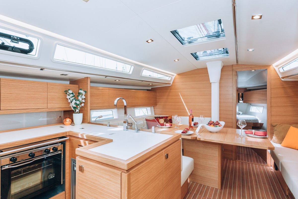 Galley of Flora, a AD Boats Salona 46 sailboat at Grad Kaštela, Croatia
