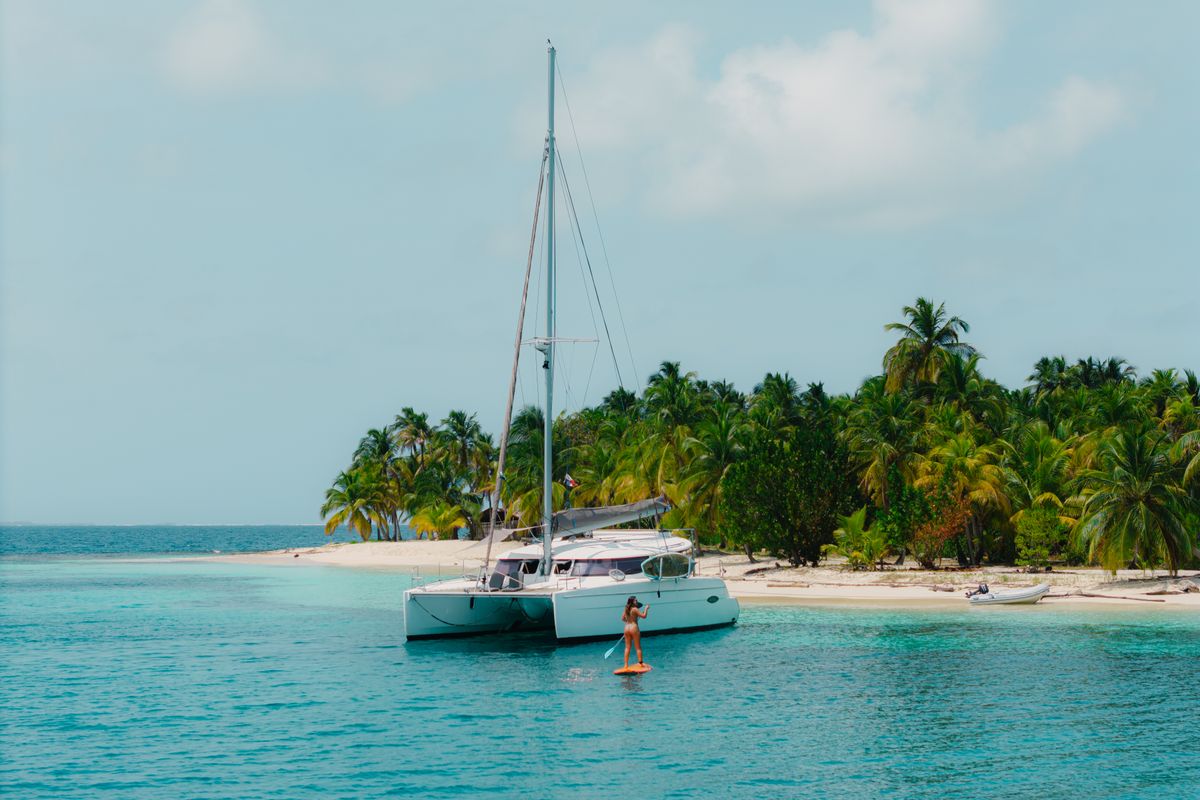 Exterior view of Atila, a Fountaine Pajot Lipari 41 catamaran at San Blas, Panama