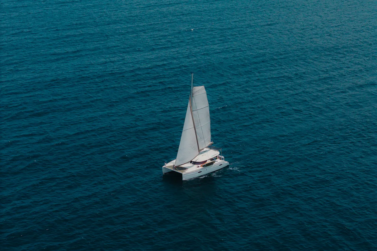 Exterior view of Atila, a Fountaine Pajot Lipari 41 catamaran at San Blas, Panama