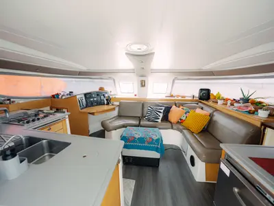 Salon of Atila, a Fountaine Pajot Lipari 41 catamaran at San Blas, Panama