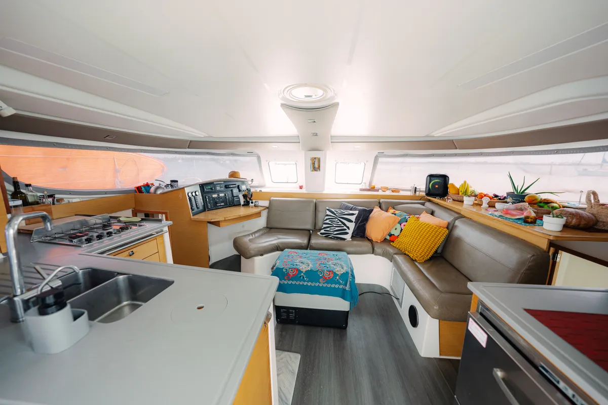 Salon of Atila, a Fountaine Pajot Lipari 41 catamaran at San Blas, Panama