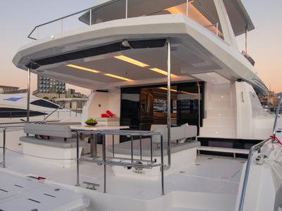Deck of Leopard 53 PC Club, a Leopard 53 PC catamaran at Road Town, British Virgin Islands