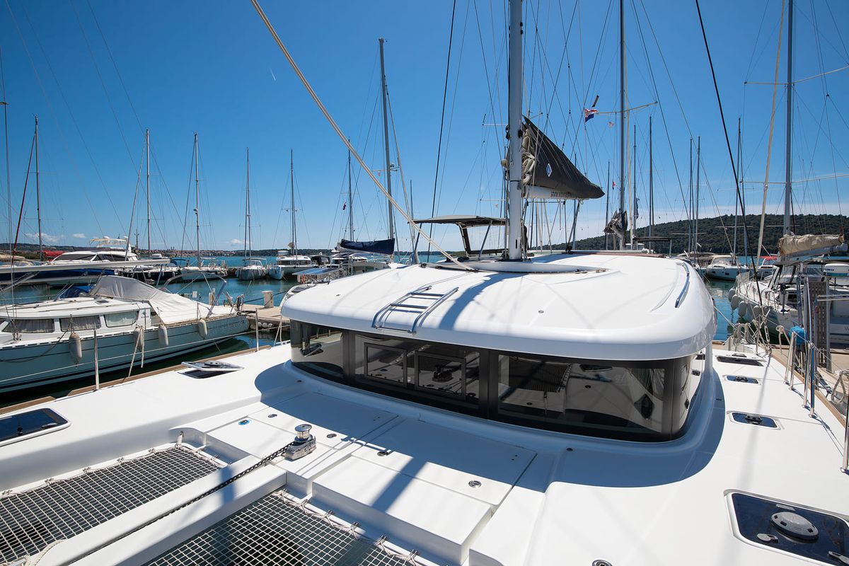 Deck of Yolo, a Lagoon 40 catamaran at Općina Medulin, Croatia