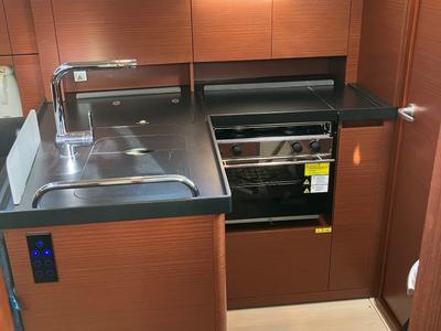 Galley of KORMORAN, a Hanse Yachts Hanse 348 sailboat at Gothenburg, Sweden