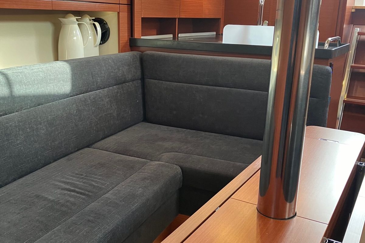 Salon of KORMORAN, a Hanse Yachts Hanse 348 sailboat at Gothenburg, Sweden