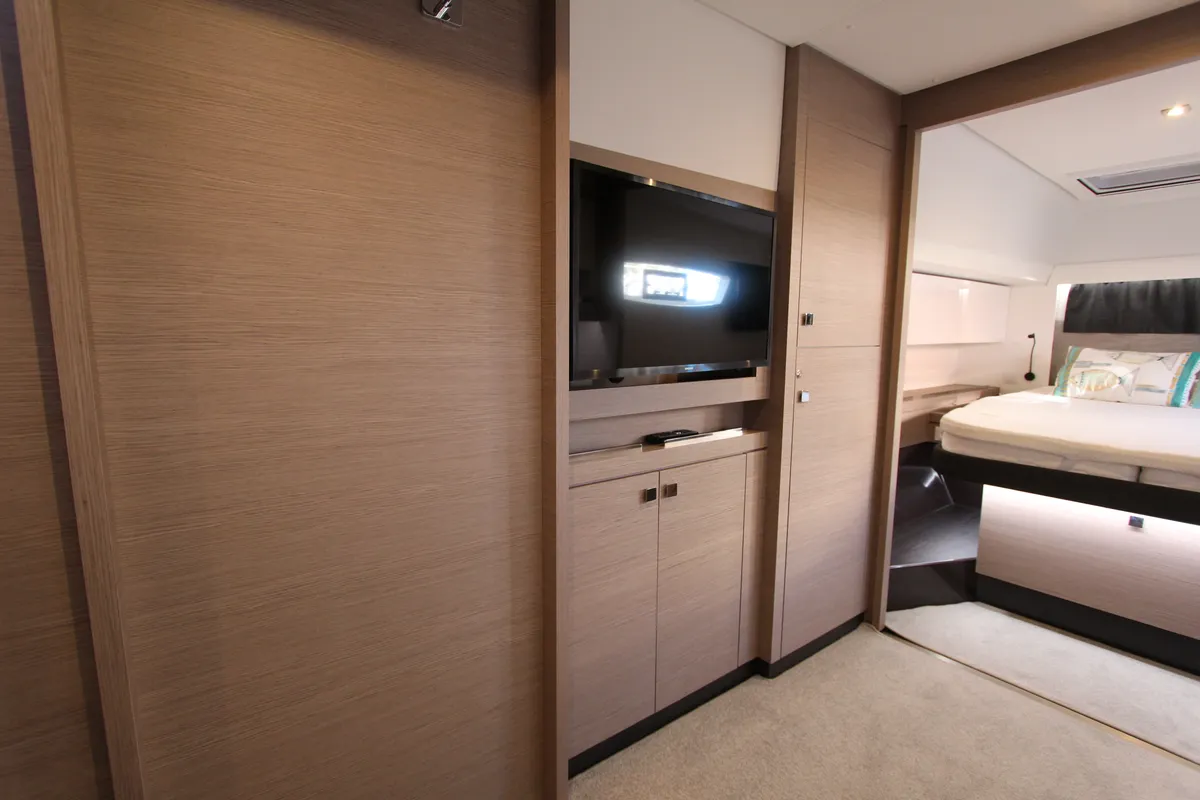 Cabin on Sonrisa, a Fountaine Pajot Tanna 47 Maestro catamaran at Olbia, Italy