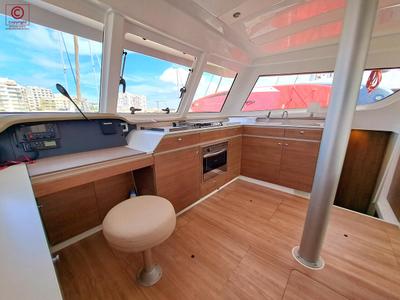 Galley of Turandot, a Bali Catspace catamaran at Sant Antoni de Portmany, Spain