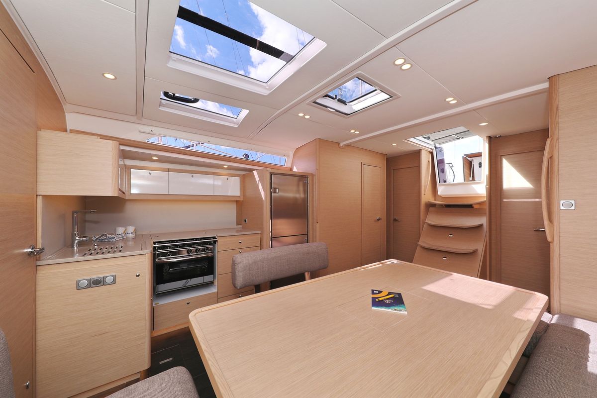 Salon of Bonaca, a Dufour 470 sailboat at Grad Pula, Croatia