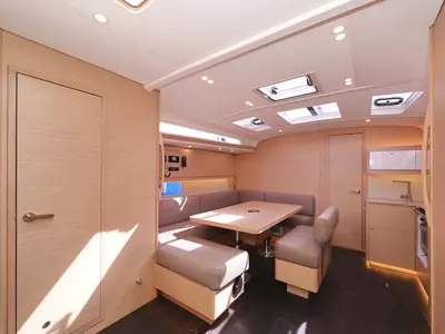 Salon of Bonaca, a Dufour 470 sailboat at Grad Pula, Croatia