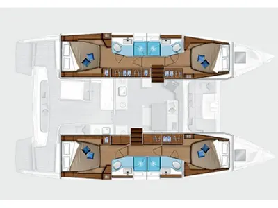 Floor plan of Ginestra - Premium Line, a Lagoon 46 catamaran at Olbia, Italy