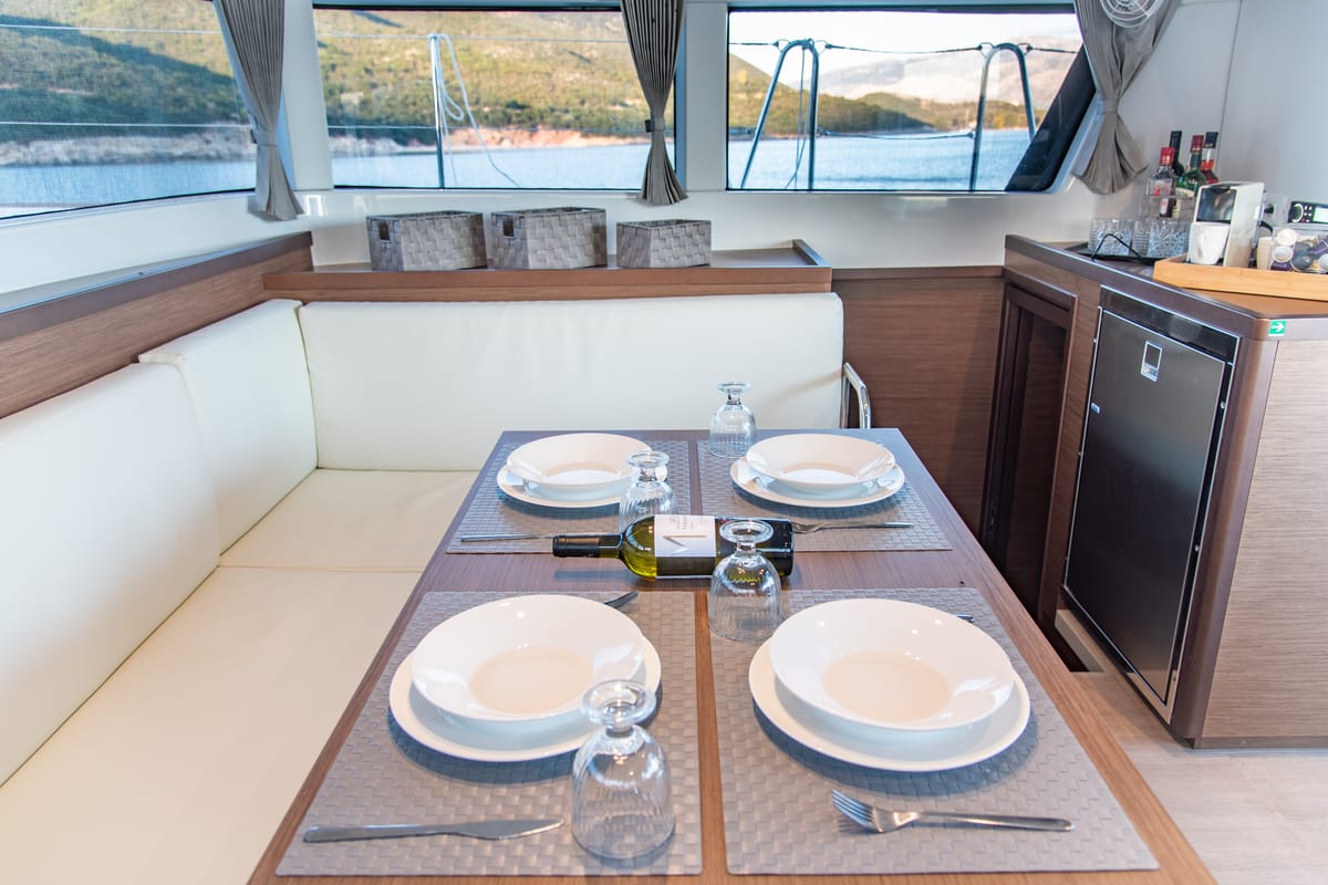 Salon of Trinacria, a Lagoon 40 catamaran at Municipal Unit of Anaktorio, Greece