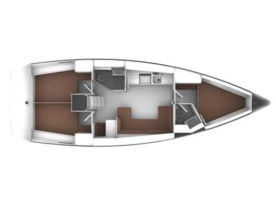 Floor plan of Anemoessa, a Bavaria Cruiser 41 sailboat at Preveza, Greece