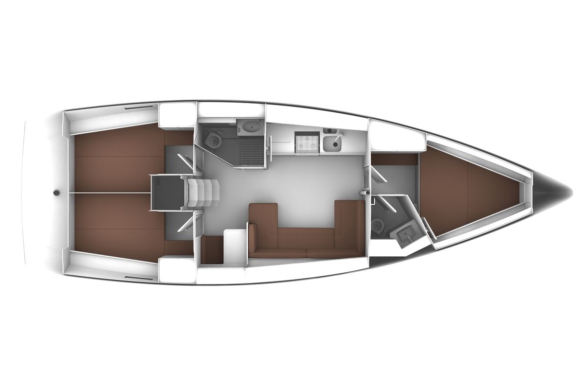 Floor plan of Anemoessa, a Bavaria Cruiser 41 sailboat at Preveza, Greece