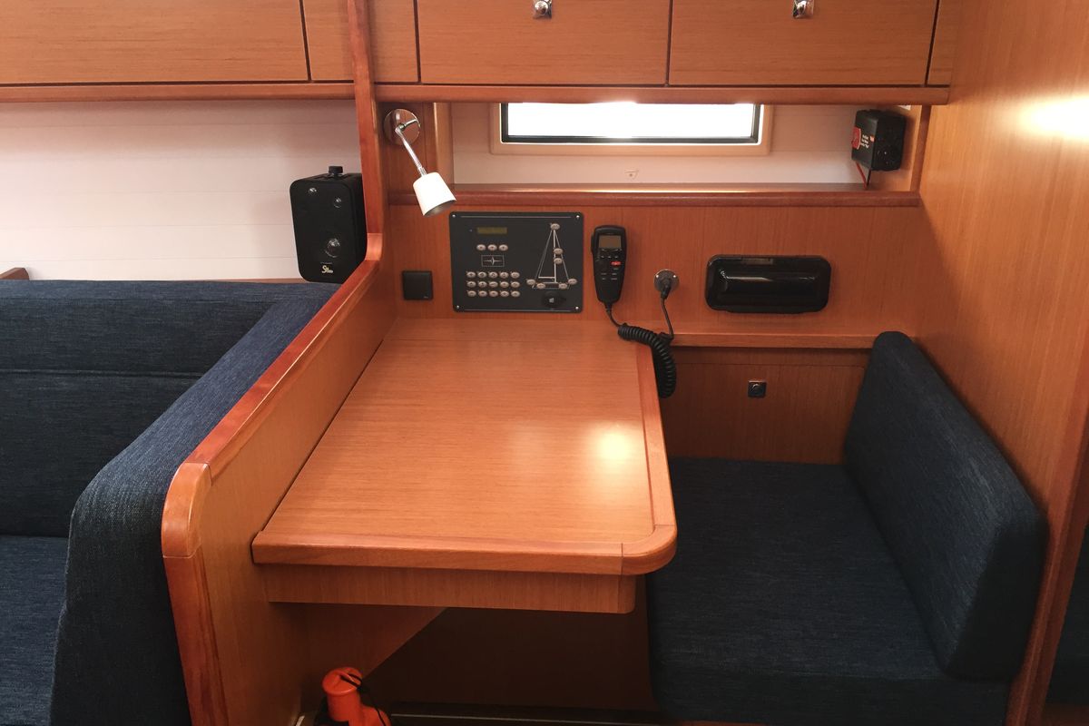 Salon of Anemoessa, a Bavaria Cruiser 41 sailboat at Preveza, Greece