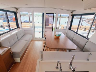 Salon of LOBA DO MAR, a Bali 4.6 catamaran at Sant Antoni de Portmany, Spain