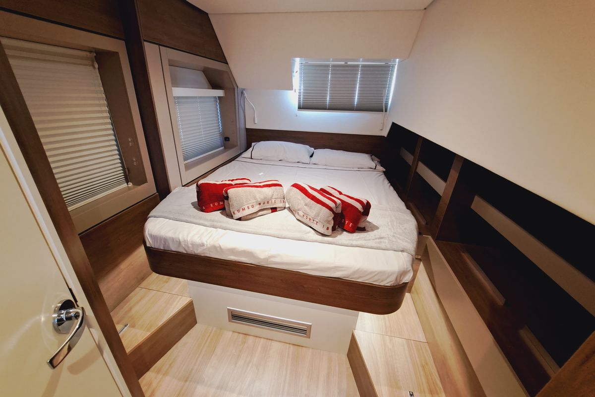 Cabin on LOBA DO MAR, a Bali 4.6 catamaran at Sant Antoni de Portmany, Spain