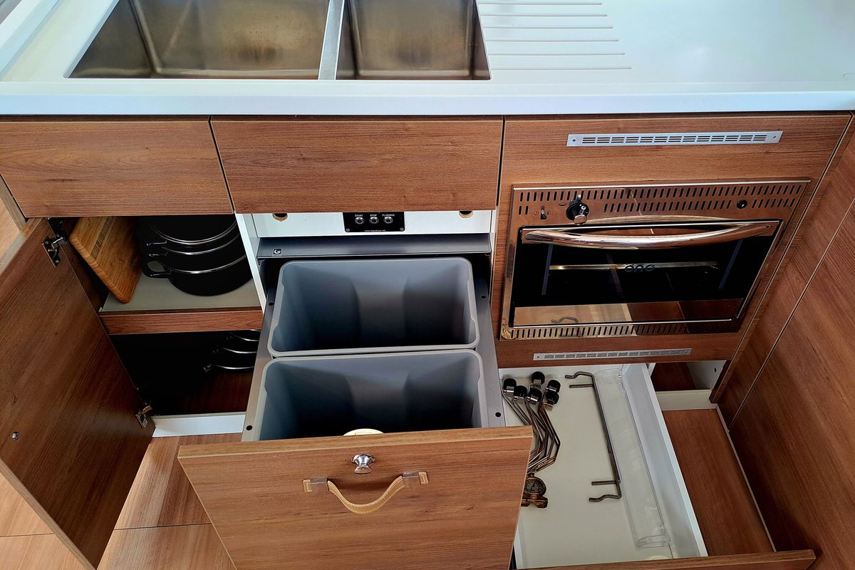 Galley of LOBA DO MAR, a Bali 4.6 catamaran at Sant Antoni de Portmany, Spain