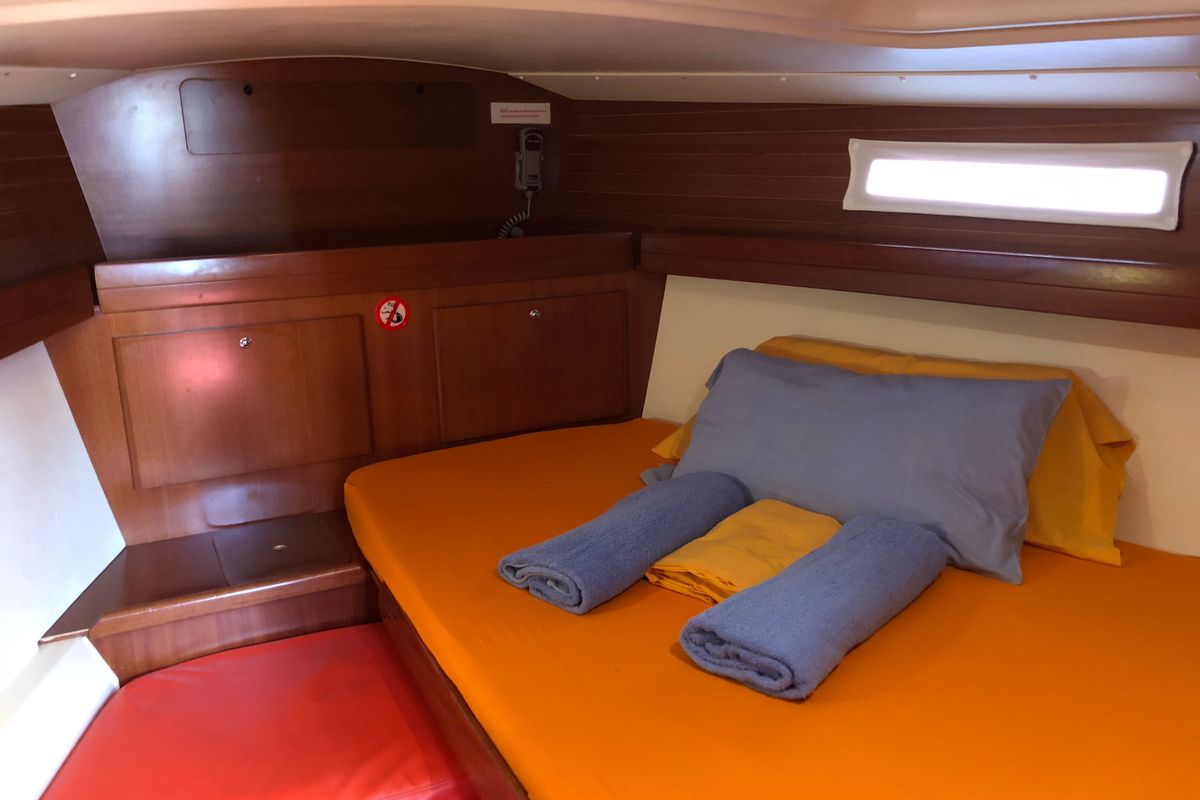 Cabin on Mentholad, a Dufour 365 Grand Large sailboat at Sant Antoni de Portmany, Spain