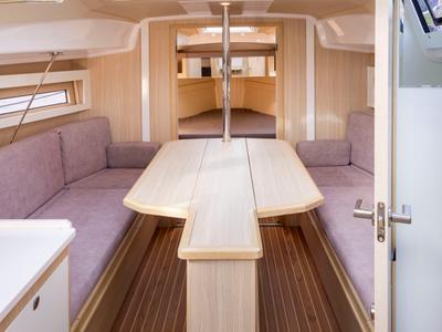 Salon of Wyspa Kormoranow, a Northman Maxus 34 sailboat at Sztynort, Poland