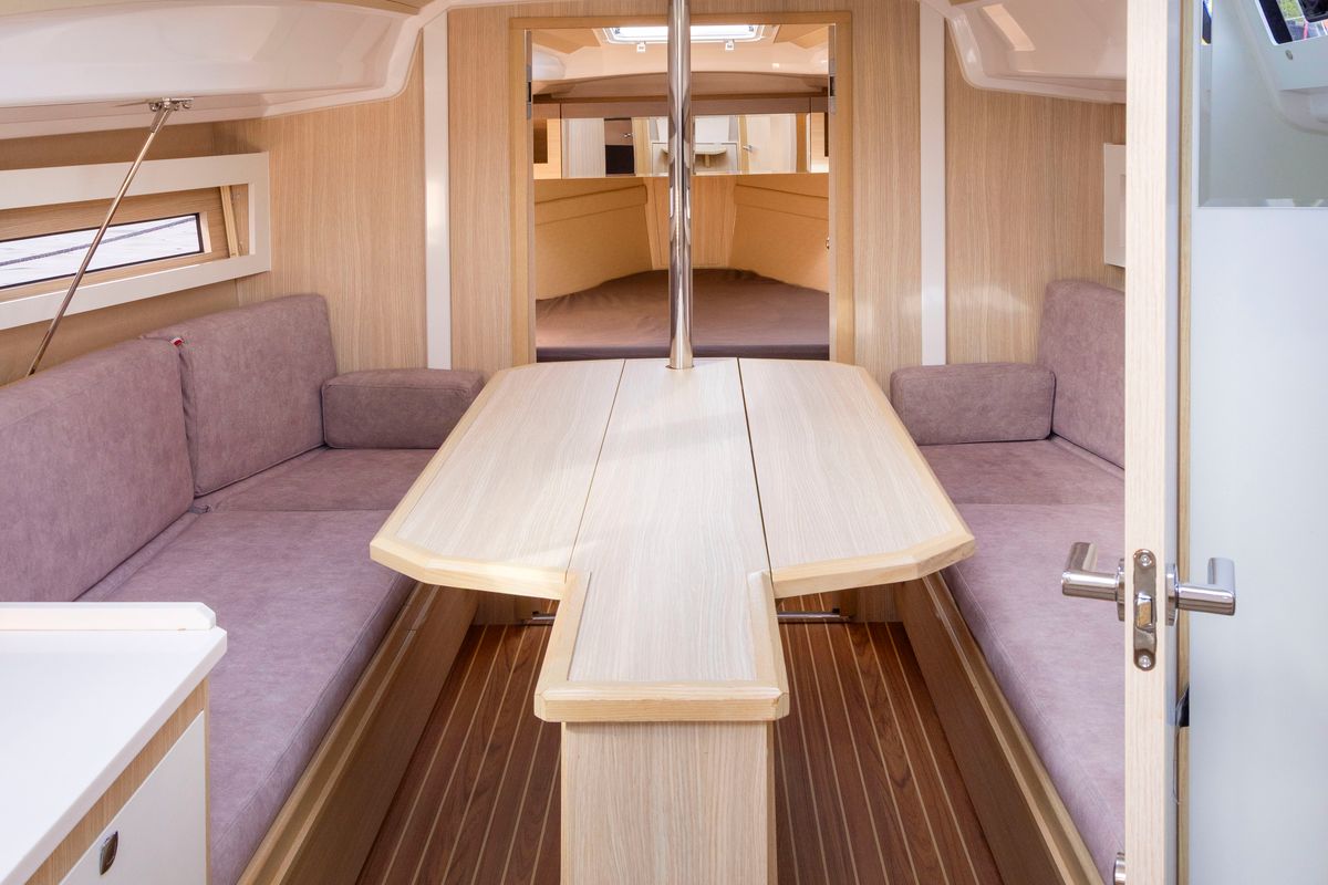 Salon of Wyspa Kormoranow, a Northman Maxus 34 sailboat at Sztynort, Poland