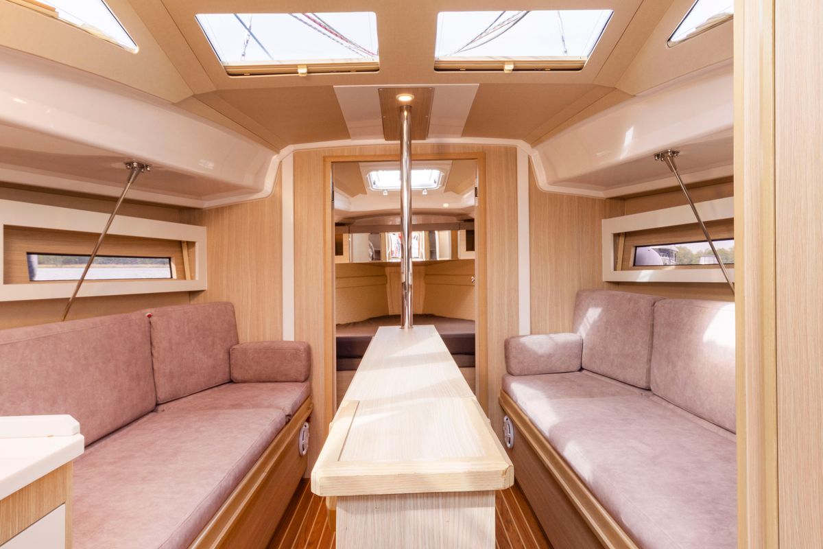 Salon of Wyspa Kormoranow, a Northman Maxus 34 sailboat at Sztynort, Poland