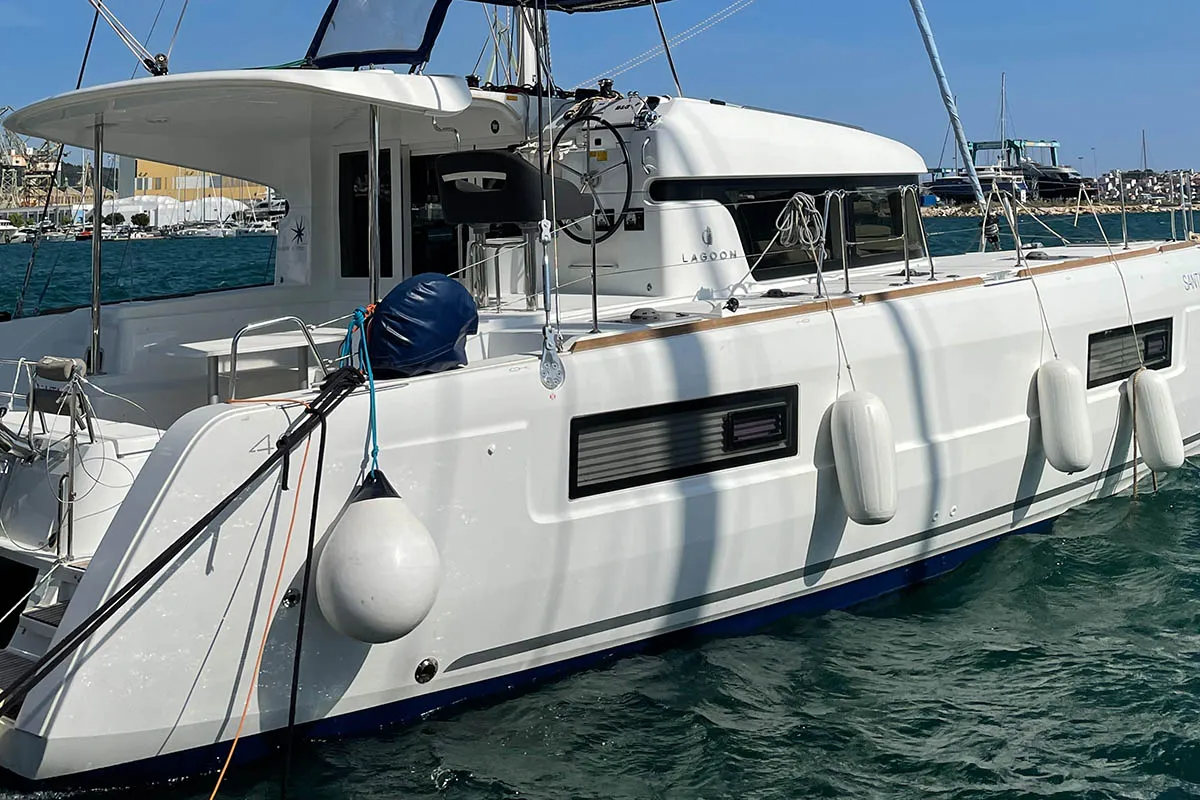 Santai, a Lagoon 40 catamaran at Seget Donji, Croatia