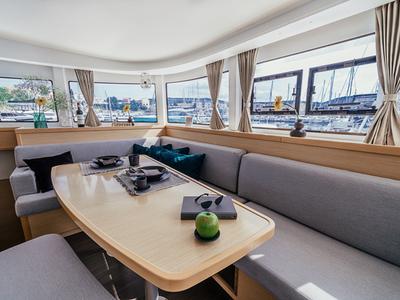 Salon of AMELIA, a Lagoon 42 catamaran at Grad Šibenik, Croatia