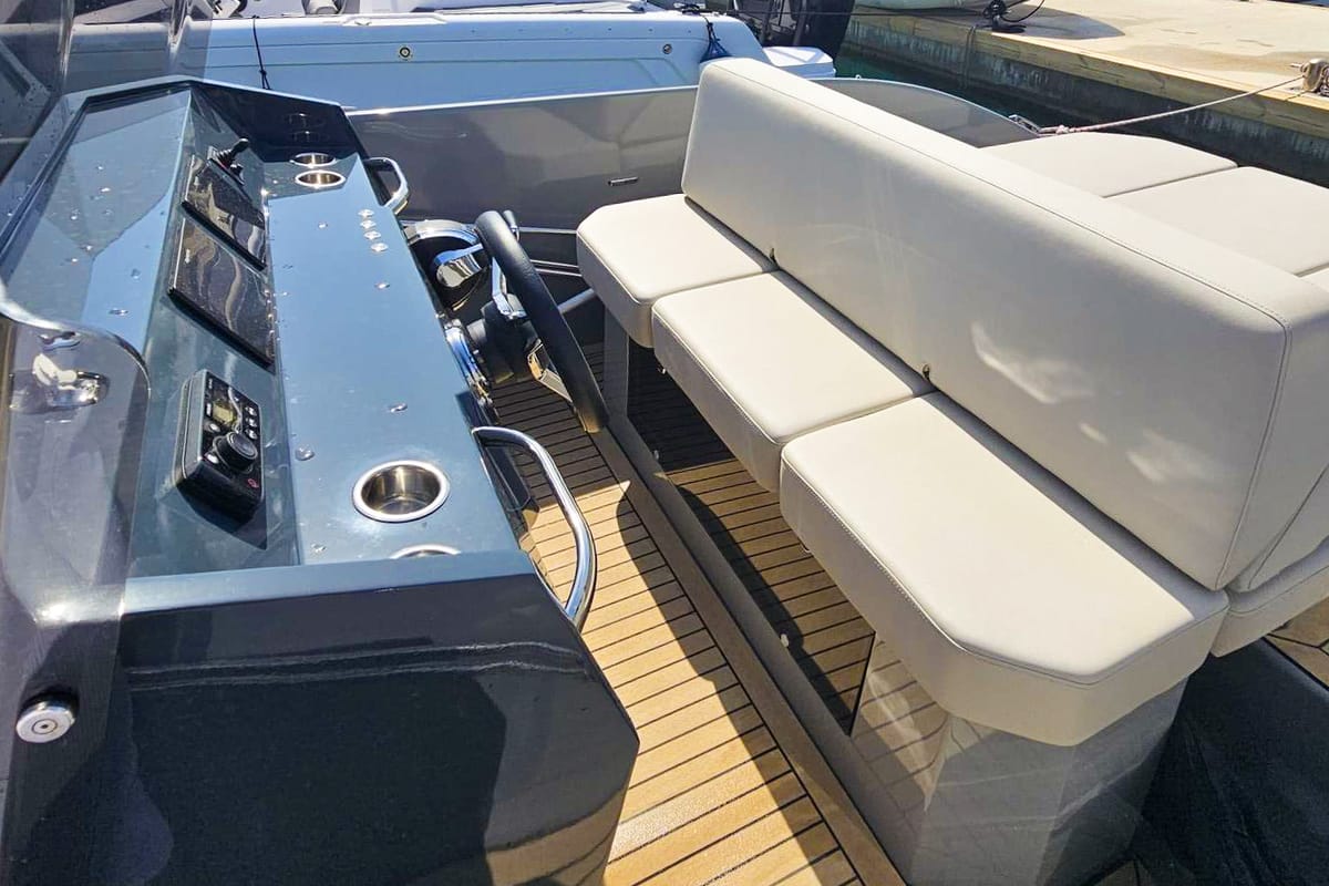 Deck of Diva, a RAND boats RAND Play 24 motorboat at Seget Donji, Croatia