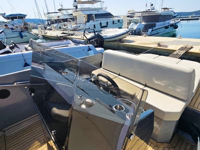 Deck of Diva, a RAND boats RAND Play 24 motorboat at Seget Donji, Croatia