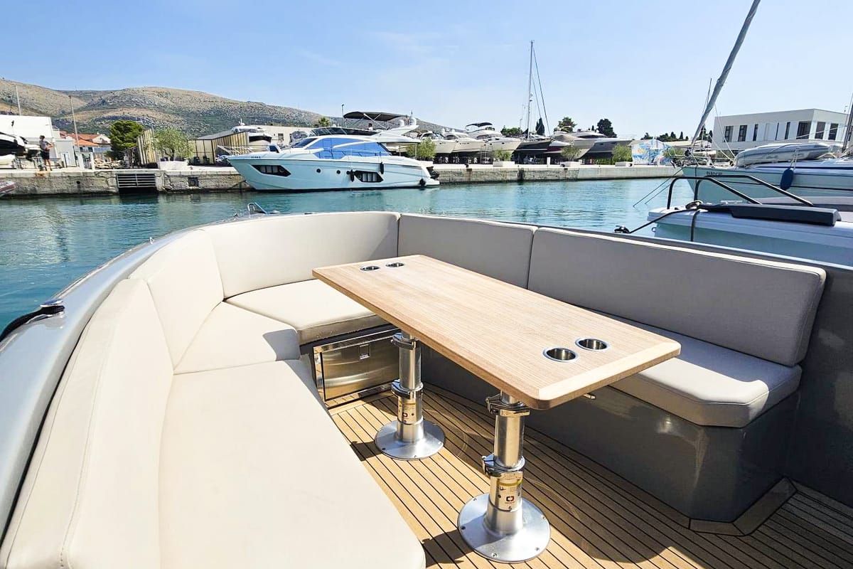 Deck of Diva, a RAND boats RAND Play 24 motorboat at Seget Donji, Croatia