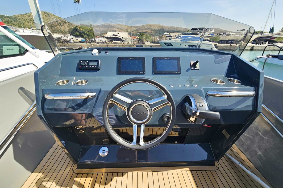 Cockpit of Diva, a RAND boats RAND Play 24 motorboat at Seget Donji, Croatia