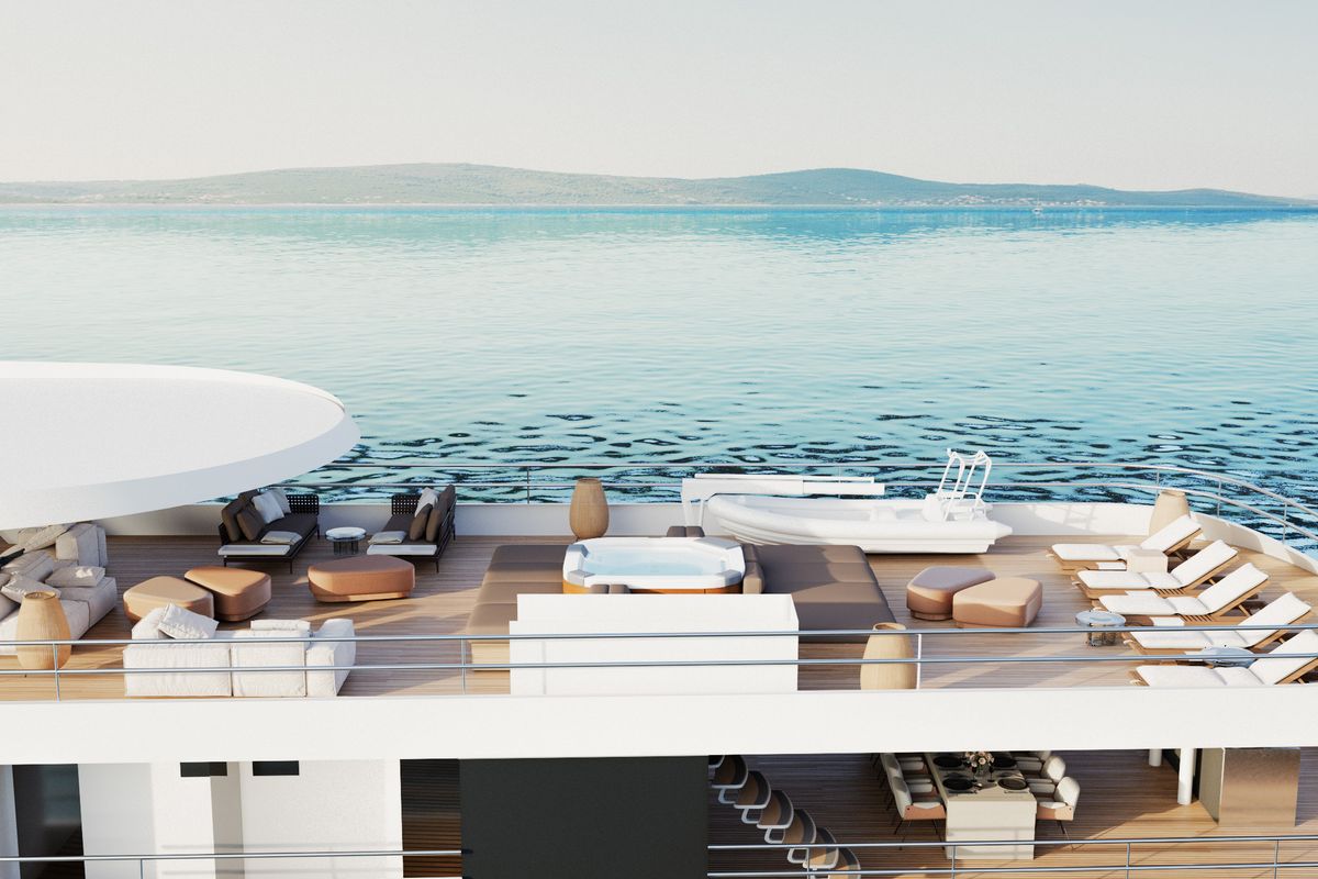 Deck of Premier, a Gulet Motoryacht yacht at Split, Croatia