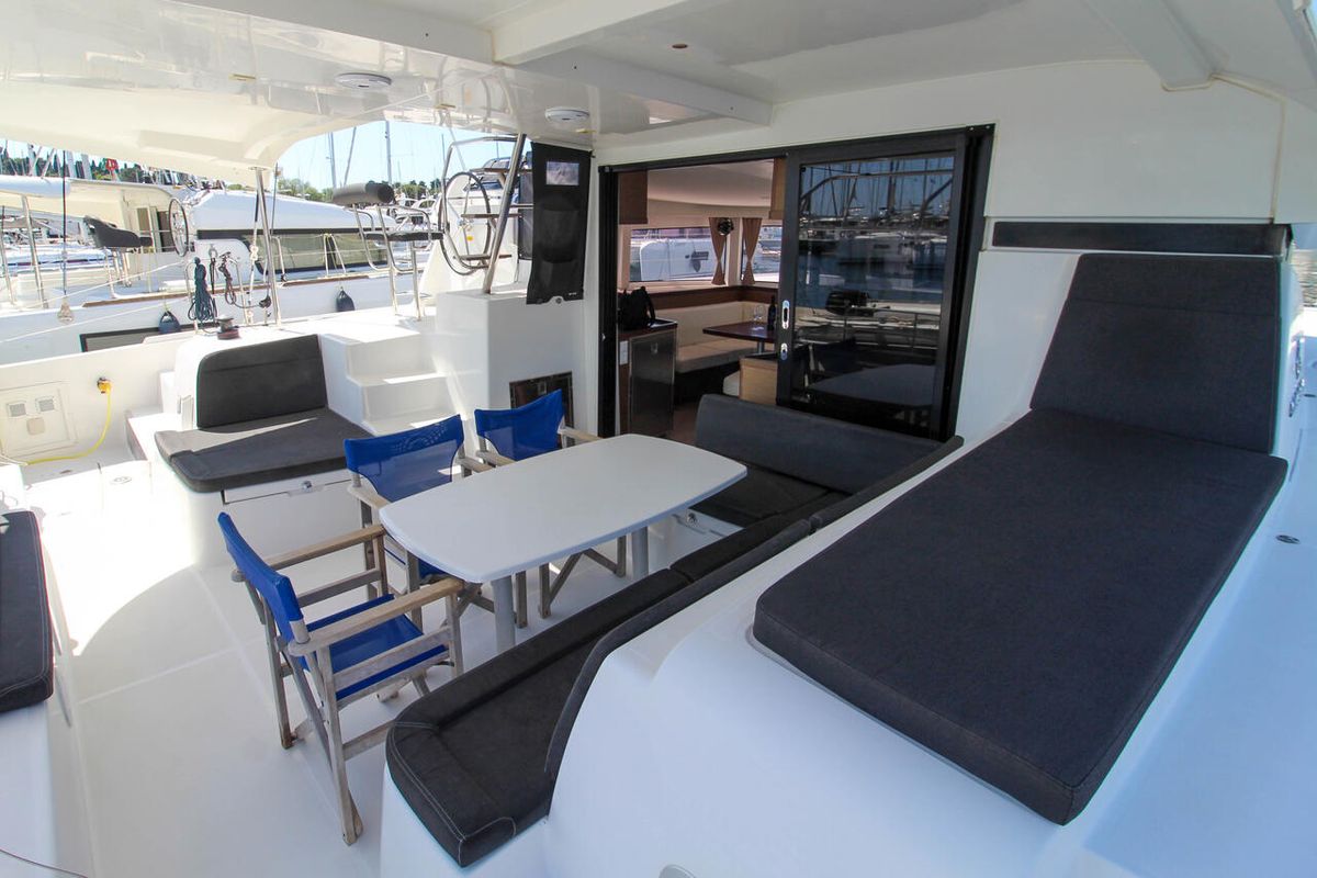 Deck of Poppy, a Lagoon 42 catamaran at Split, Croatia