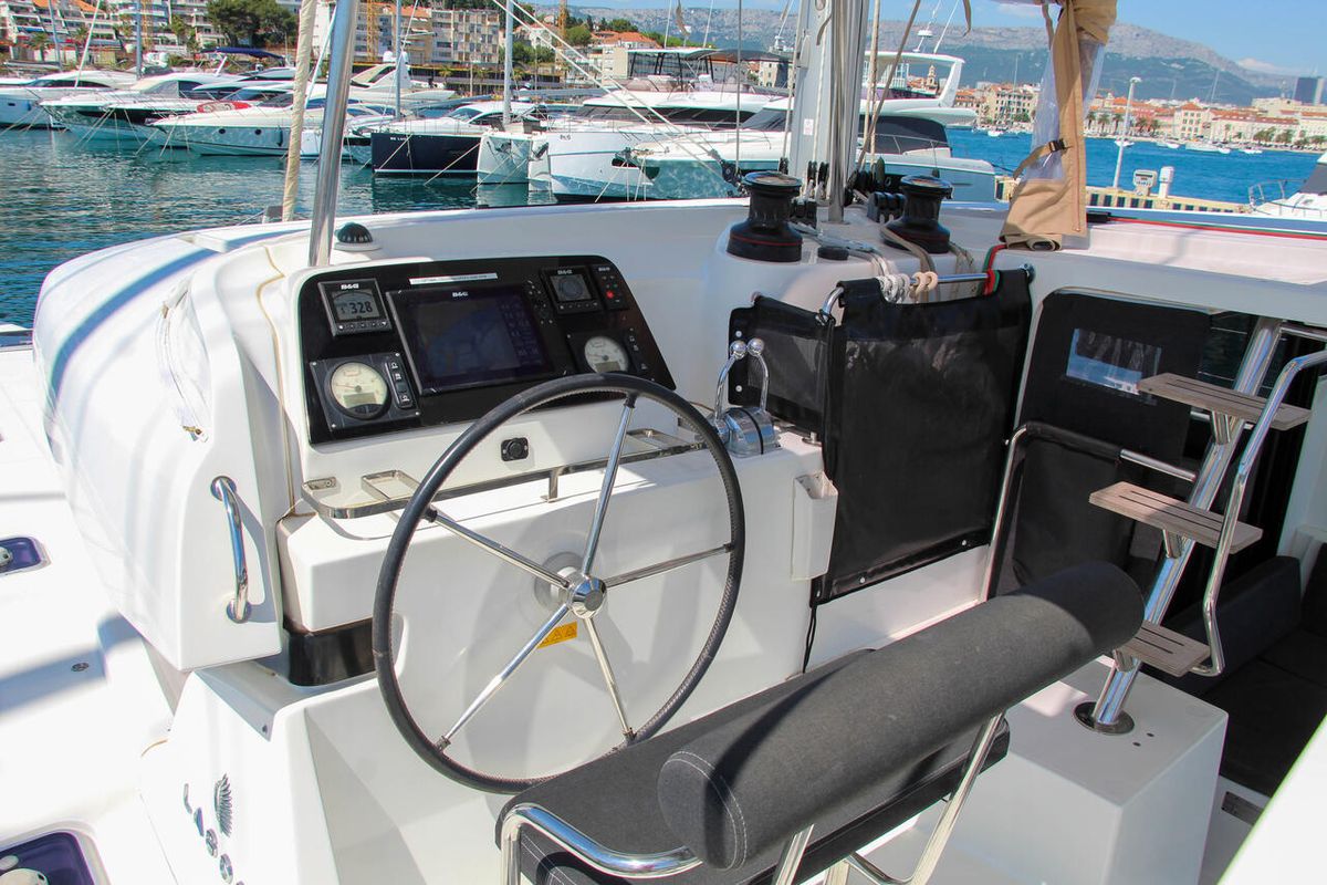 Deck of Poppy, a Lagoon 42 catamaran at Split, Croatia