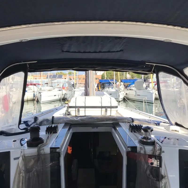 Deck of Alboran XXXIV Nini, a Beneteau Oceanis 45 sailboat at Las Palmas, Spain