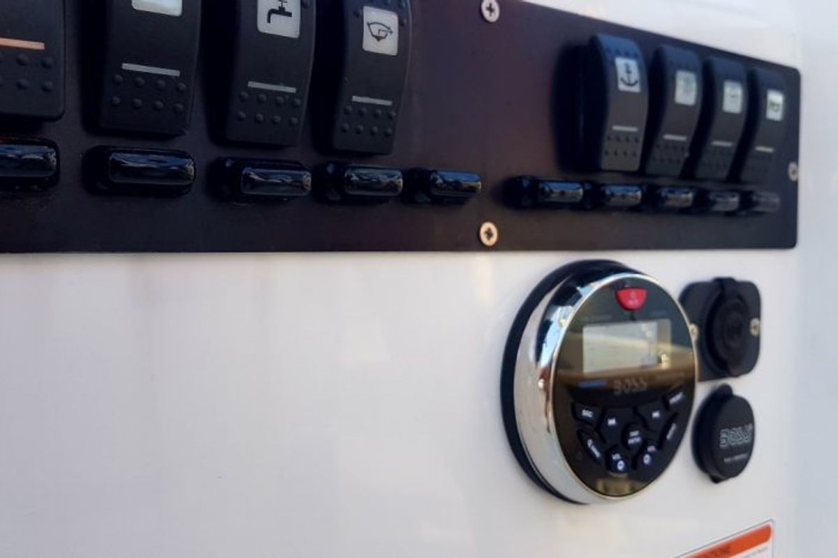 Cockpit of Dory, a Sessa Marine Key Largo 24 motorboat at Grad Trogir, Croatia