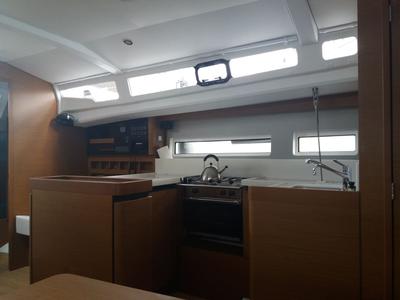 Galley of Moon, a Jeanneau Sun Odyssey 440 sailboat at Alameda, United States