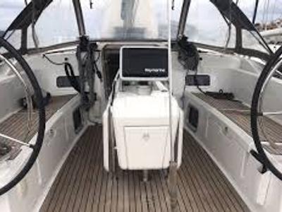 Cockpit of EVA, a Jeanneau Sun Odyssey 469 sailboat at Volos Municipality, Greece