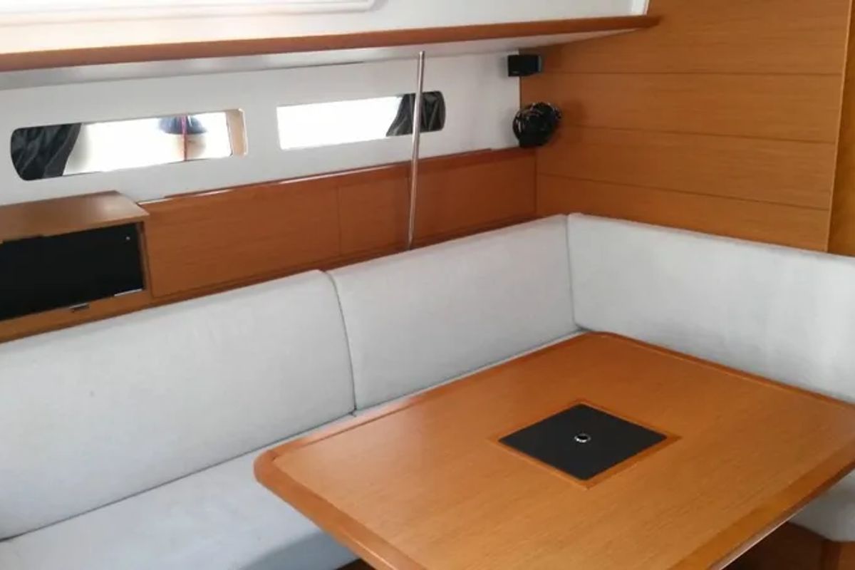 Salon of EVA, a Jeanneau Sun Odyssey 469 sailboat at Volos Municipality, Greece