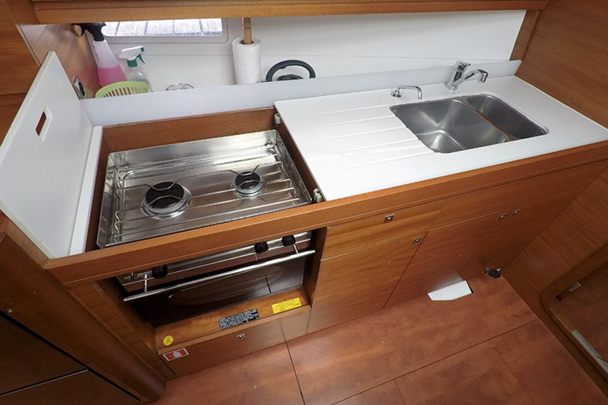 Galley of Sveti Ivan, a Dufour 382 Grand Large sailboat at Grad Šibenik, Croatia
