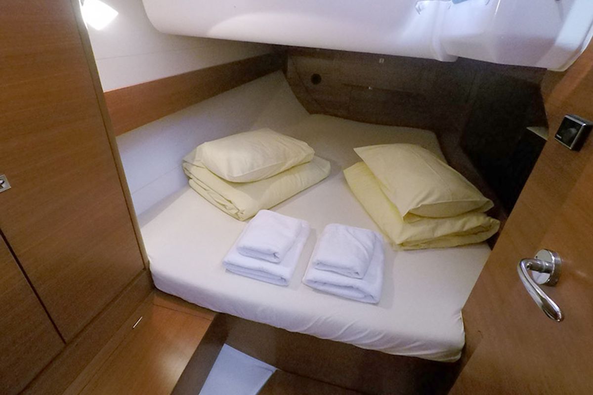 Cabin on Sveti Ivan, a Dufour 382 Grand Large sailboat at Grad Šibenik, Croatia