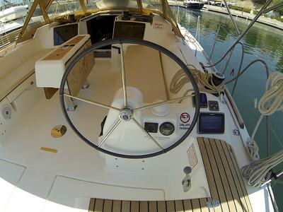 Cockpit of Sveti Ivan, a Dufour 382 Grand Large sailboat at Grad Šibenik, Croatia