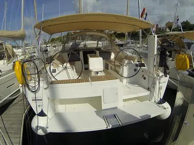 Deck of Amazing, a Dufour 412 GL sailboat at Grad Šibenik, Croatia