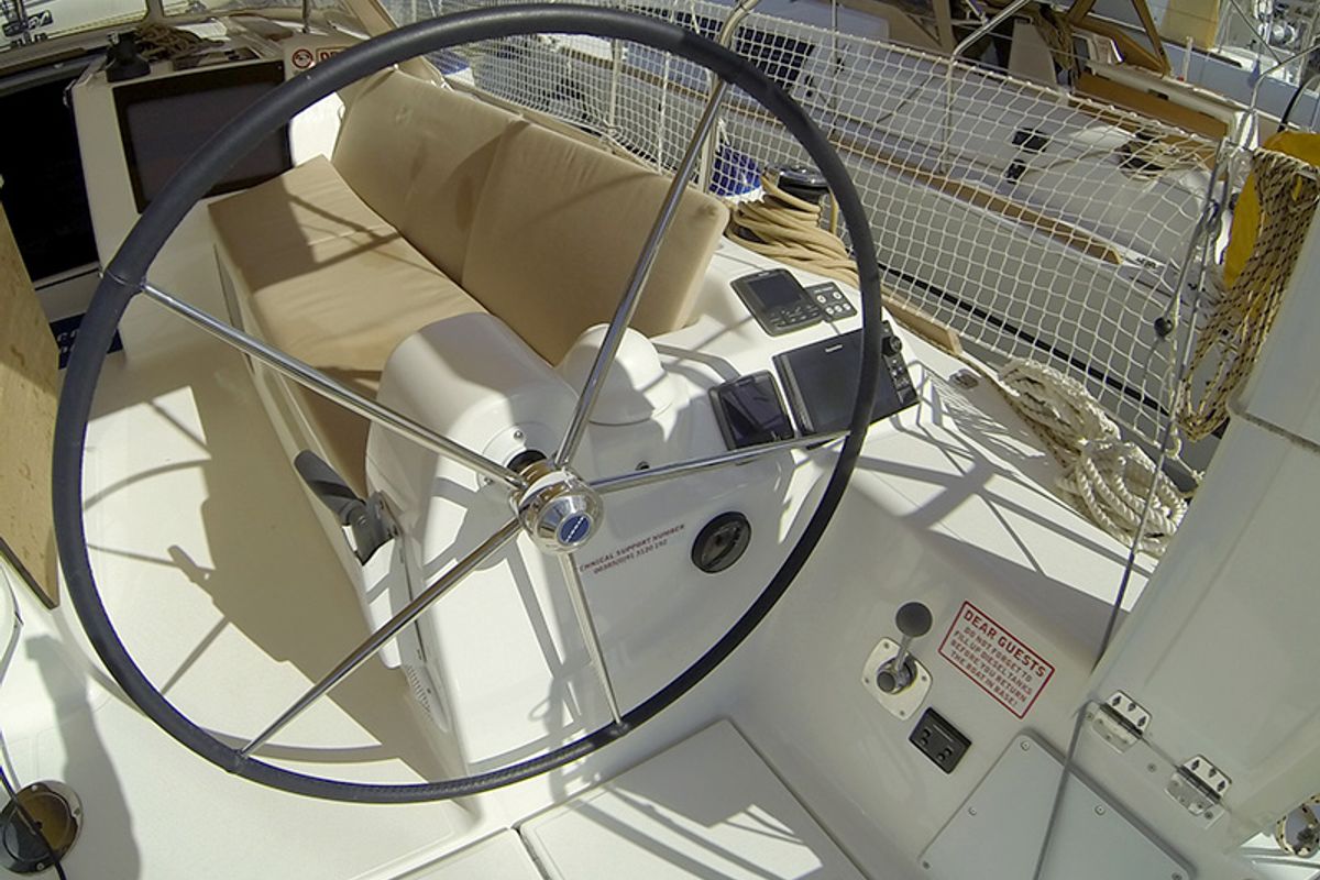 Cockpit of Amazing, a Dufour 412 GL sailboat at Grad Šibenik, Croatia
